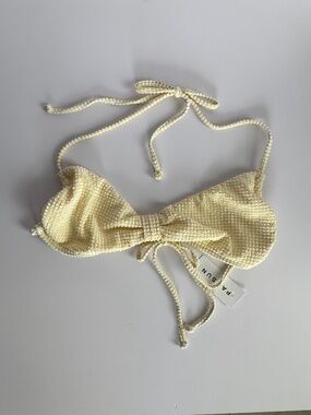 PacSun Cream Textured Bow Bandeau Bikini Top NWT